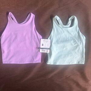 Purple and Light Blue Athleta Girl Long Distance Bra
